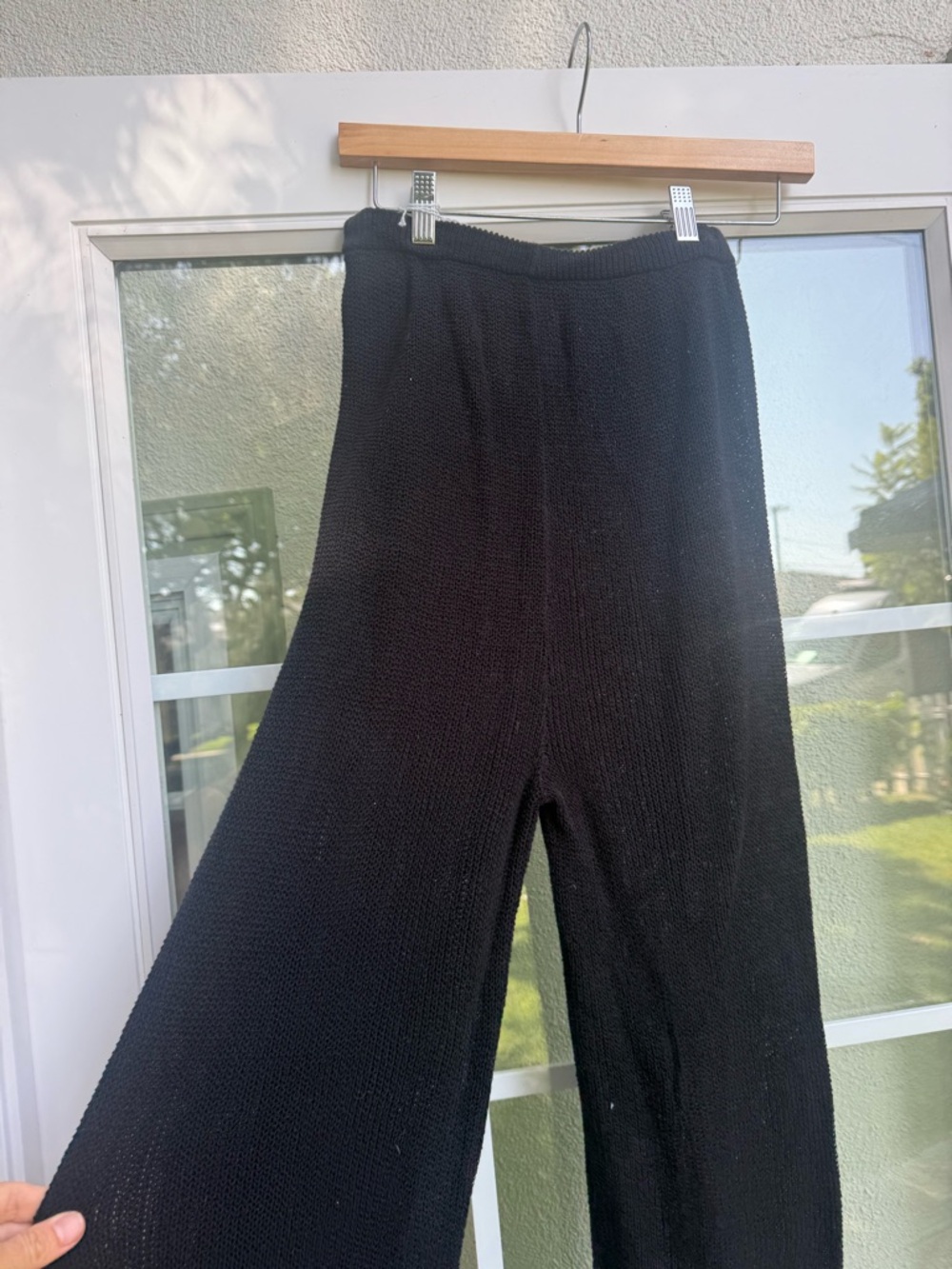 RUCA Black Wide-Leg Knit Pants - Women